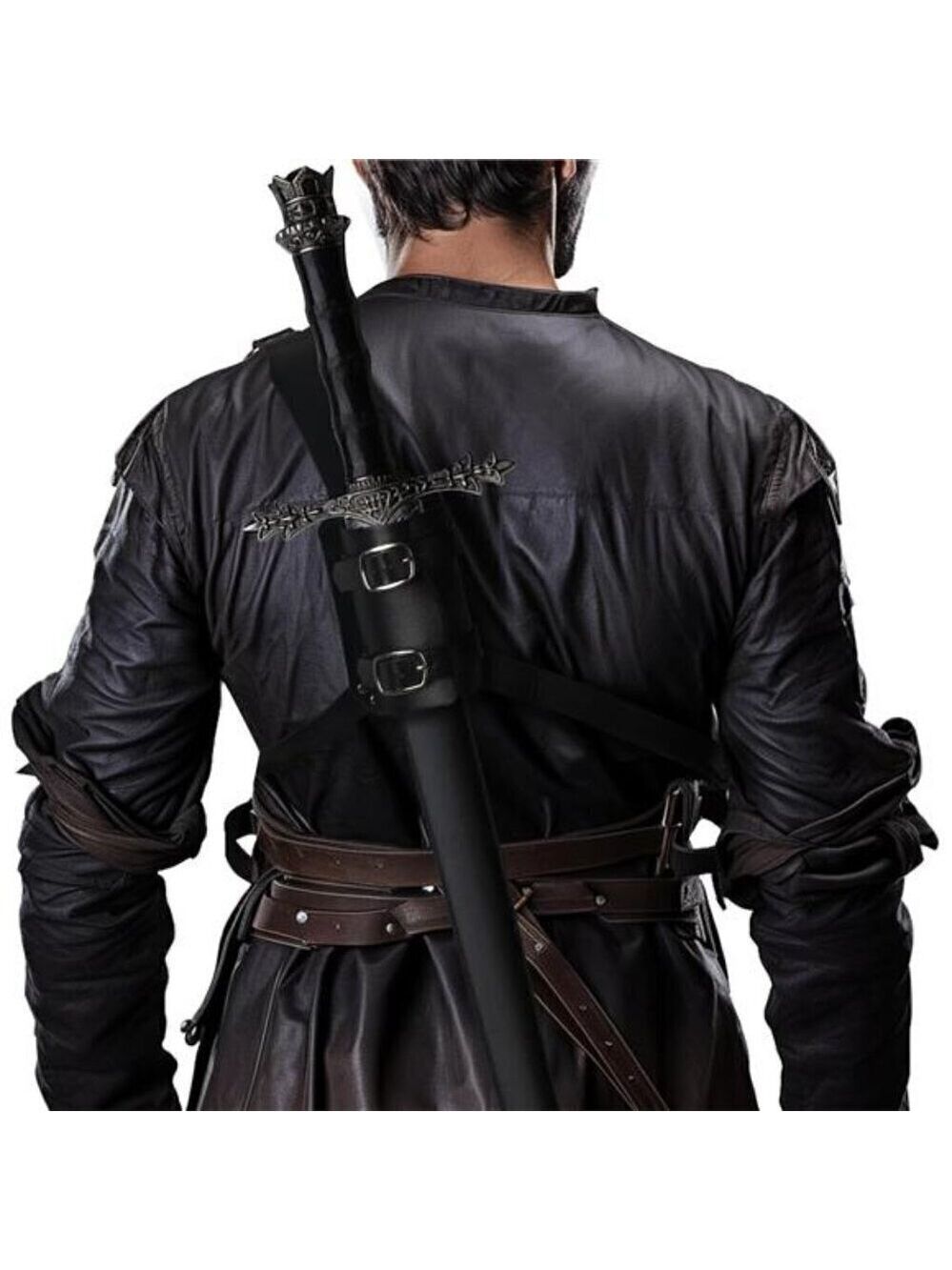 Medieval Leather Back Sword Shoulder Sheath Holster Renaissance Warrior Costume